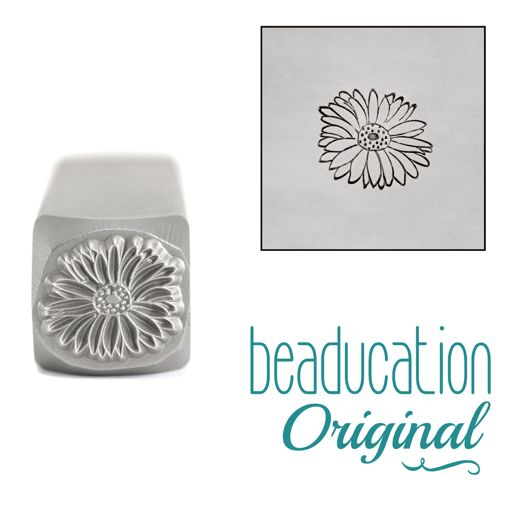 Metal Stamping Tools Gerbera Daisy Metal Design Stamp, 8mm - Beaducation Original